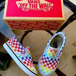 Kids Rainbow Vans Slip-ons